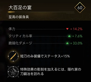 大百足の宴・効果