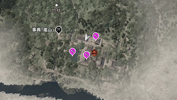 天龍寺（アサクリ）の紙片map