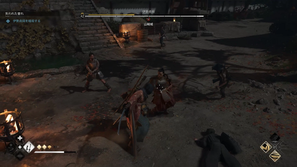 貞興戦（弥助）：貞興＋3人の兵との正面衝突