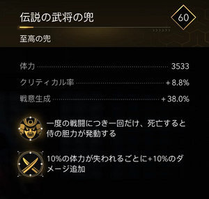 留次戦 装備例（兜）