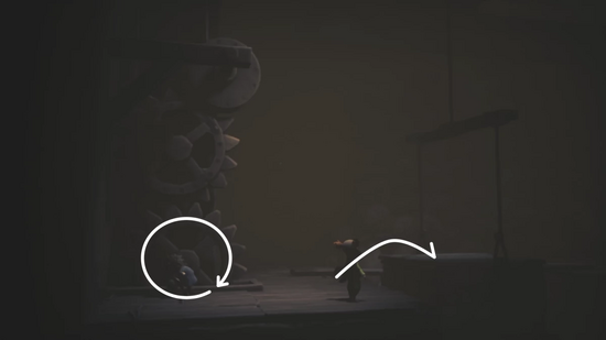 歯車を回して足場に移る