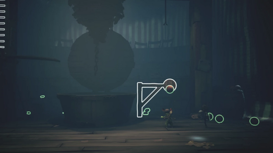 アイテムを丸い板に投げる