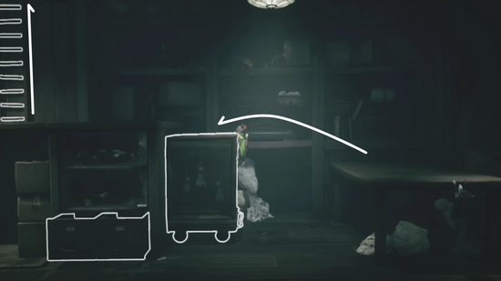 台車に飛び乗って次の部屋へ