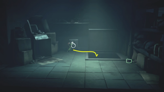 ハンドルを回して床に飛び込む