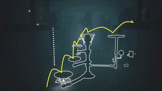 段差を作って右上へ