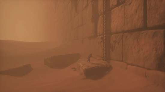 ハシゴを掴んで登る