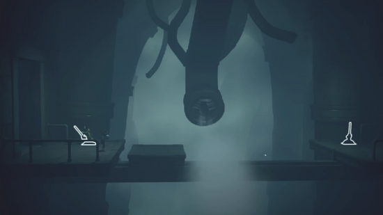 レバーで足場を操作する