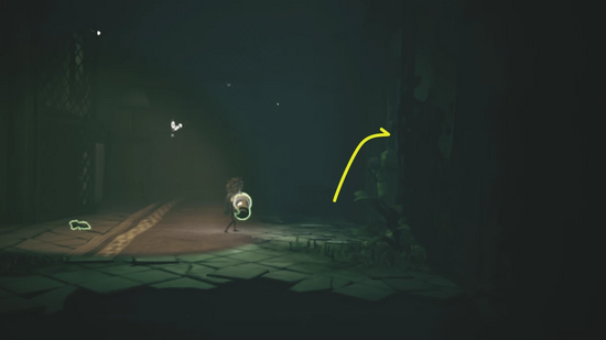 扉に人形の光が当たらないようにする