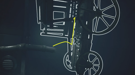 ジャンプで木の板に掴まる