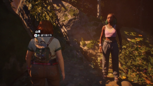 岩の間を通り抜ける