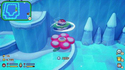 雪の積もったピンクの花は「UFOバキューム」で雪を吸い込む