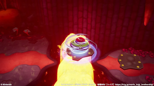 新アクション「UFOバキューム」で溶岩の上を進む