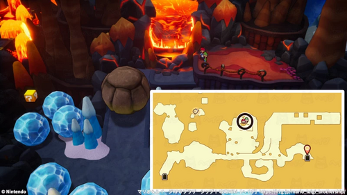 巨岩を叩いてマグマを流す