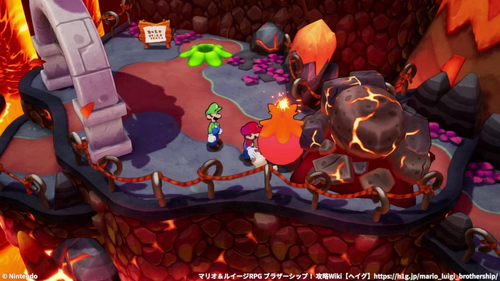 ボム草で岩を壊す