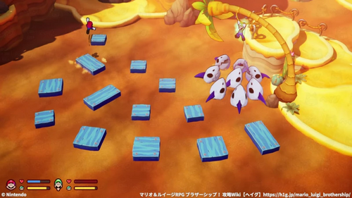 ルイージがスナジローを引き付けている間に、マリオはいそいでスイッチの元へ