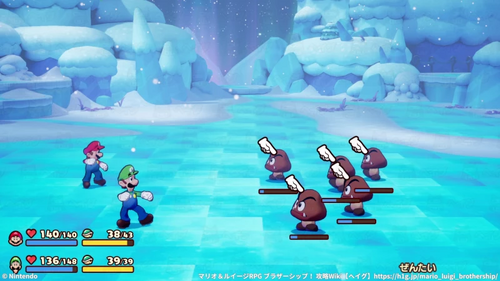 クリボーはブラザーアタックの全体攻撃で倒す