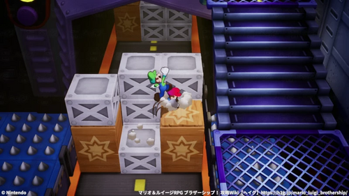 地下2階のコンベア：中央の木箱を壊して高台へ