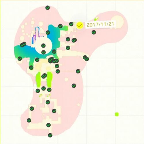 鮮やかなガケの下で