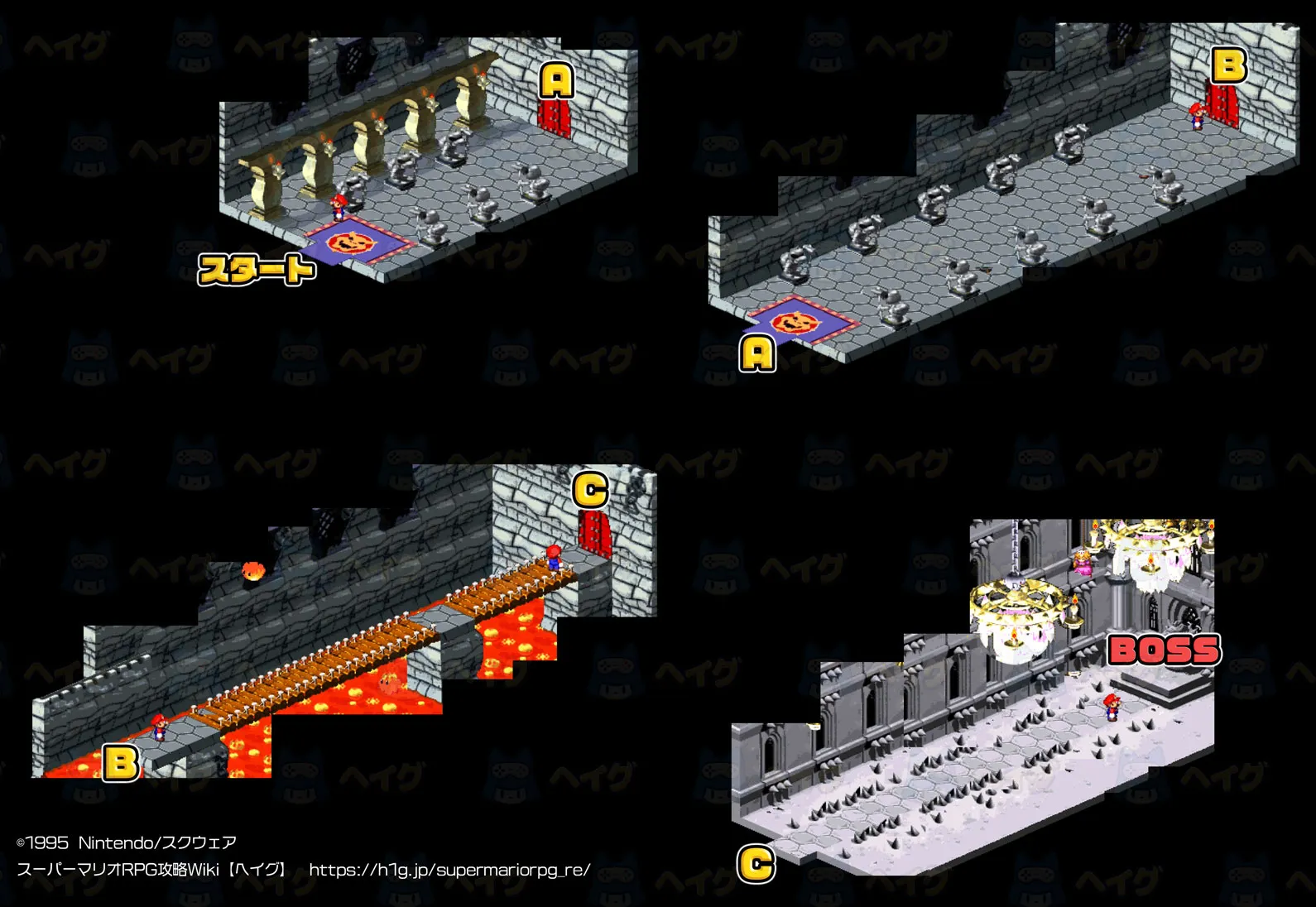 オープニングのクッパ城のマップ