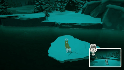 ボングが先行して川を渡る