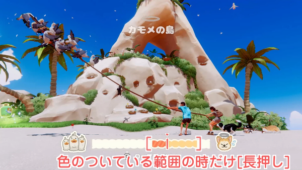 カモメとの綱引き対決