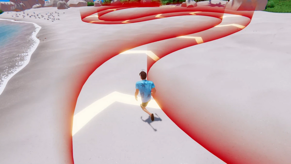 指定範囲からはみ出ないよう逃げる