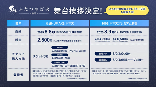 映画『Sky ふたつの灯火 - 前篇 -』公開情報第4弾！公開初日8月8日(金)に「池袋HUMAXシネマズ」、また9日(土)には「109シネマズプレミアム新宿」にて、映画公開記念舞台挨拶の開催が決定！