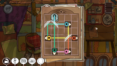 ノート（目玉とカギ）の開け方：目玉の光の反射パズル