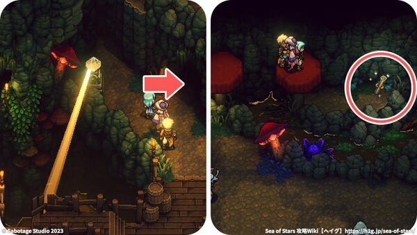 歌キノコの沼：コンボ技の習得場所