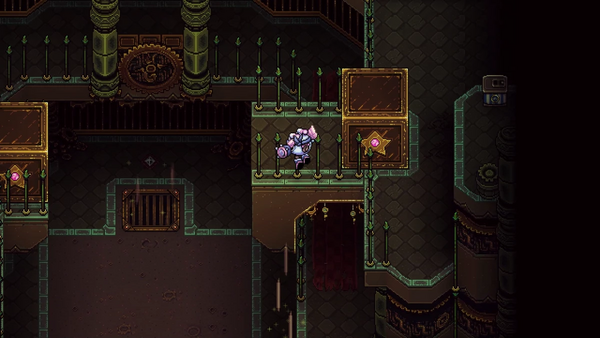 右に飛んでブロックを落とす