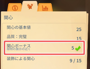 関心の上げ方：関心ボーナス