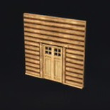 ログハウスのドア枠壁