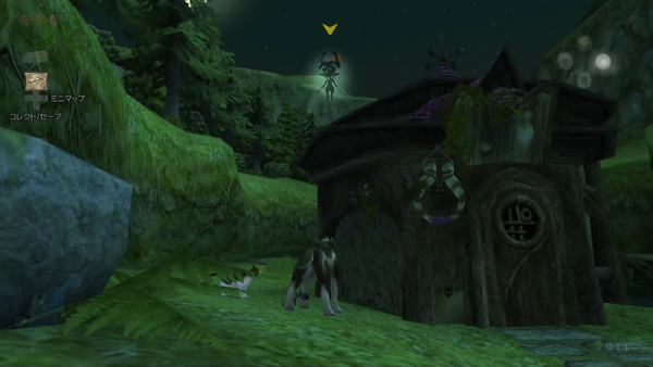 雑貨店の屋根上へ